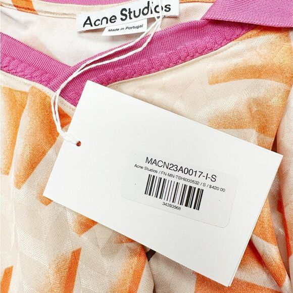 NWT RARE ACNE STUDIOS Erwin Football T-Shirt in Orange - Picture 4 of 5